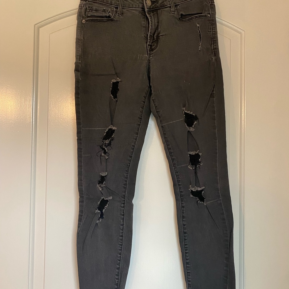 Old Navy Charcoal Distressed Skinny Jeans